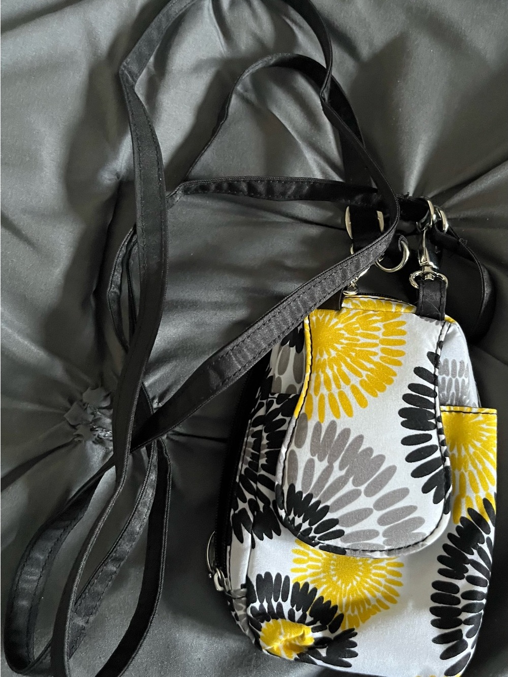 Like New: Floral Crossbody Small Cell Bag in Black & Yellow